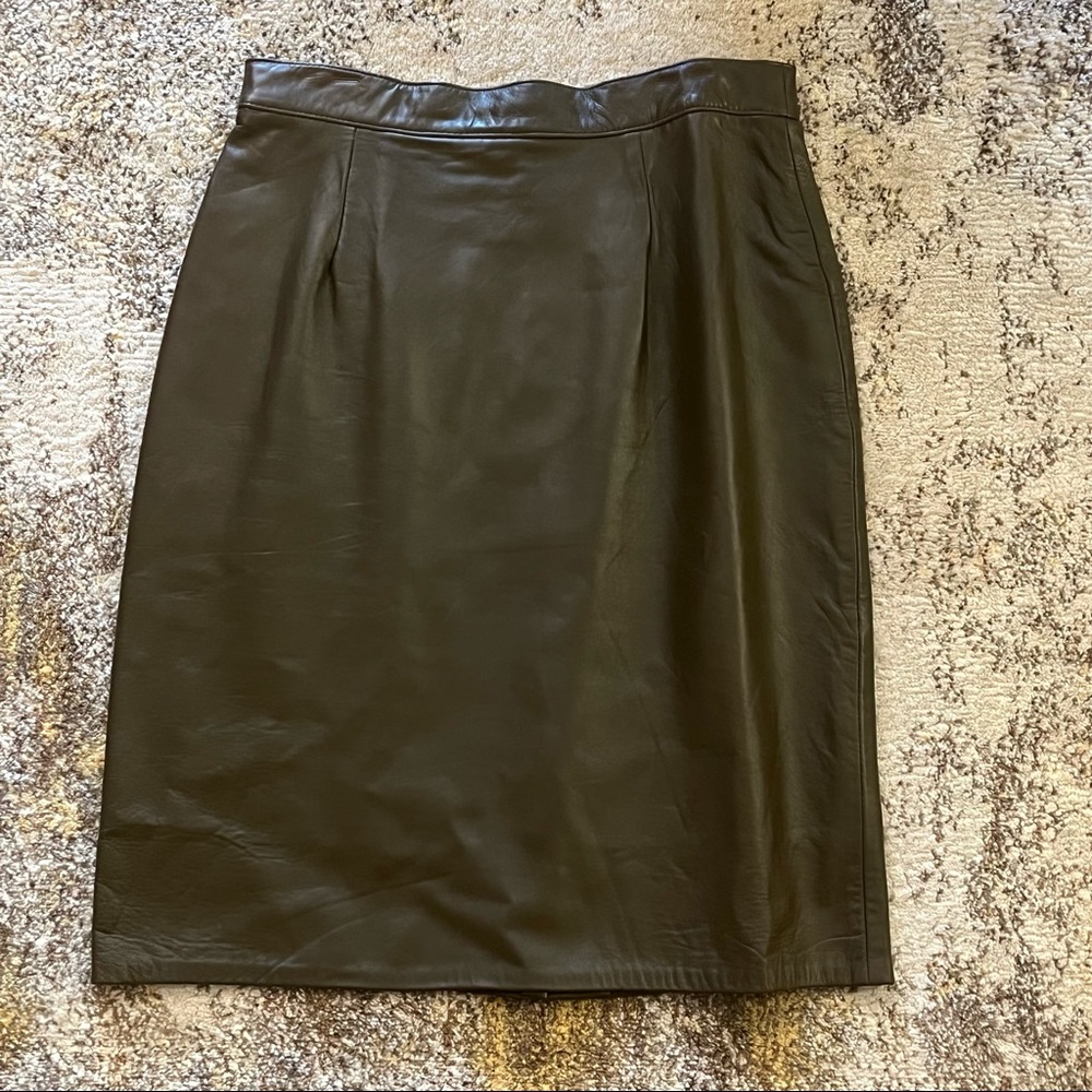 Vintage Brown leather pencil skirt from Firenze Santa Barbara Size 12
